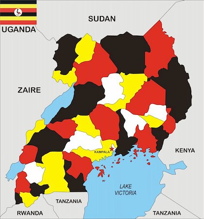 political map of Uganda country with flag illustration Photographie de stock - Aubaine LD & Abonnement, Code: 400-04858143