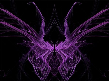 Abstract fractal illusion of purple butterfly wings on a black background. Photographie de stock - Aubaine LD & Abonnement, Code: 400-04858195