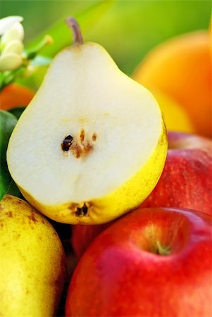 Slice of Rocha pear and fruits. Stock Photo - Budget Royalty-Free & Subscription, Code: 400-04858208