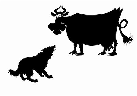 scared dog - vector silhouette of the cow on white background Stock Photo - Budget Royalty-Free & Subscription, Code: 400-04858432