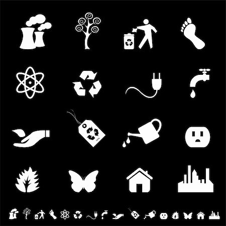 Environment friendly ecology symbols icon set Stock Photo - Budget Royalty-Free & Subscription, Code: 400-04858535