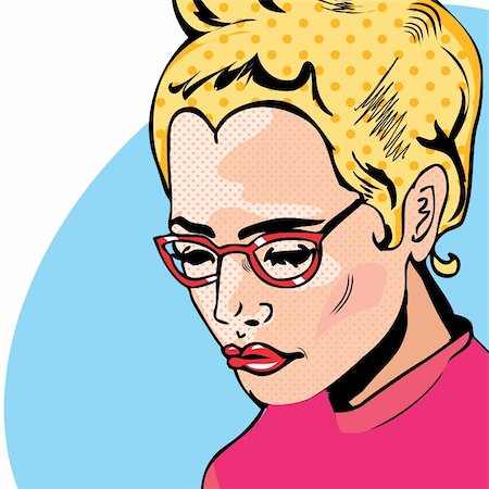 funky cartoon girls - Pop Art Woman comic book style with dot Stock Photo - Budget Royalty-Free & Subscription, Code: 400-04858548