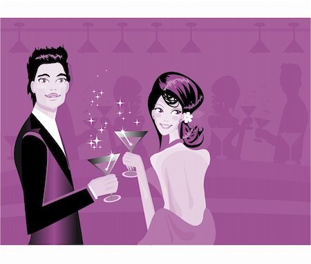 Couple enjoying drink in party Man and woman at bar Stock Photo - Budget Royalty-Free & Subscription, Code: 400-04858569