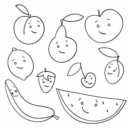 drawing lemon - Hand drawn fruits isolated , vector illustration Stock Photo - Budget Royalty-Free & Subscription, Code: 400-04858749