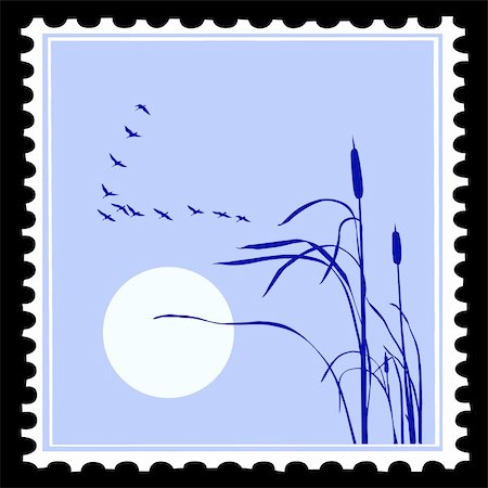 simsearch:400-04858413,k - vector silhouette of the birds on postage stamps Foto de stock - Royalty-Free Super Valor e Assinatura, Número: 400-04858828