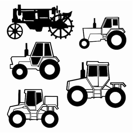 vector tractor set on white background Stock Photo - Budget Royalty-Free & Subscription, Code: 400-04858821
