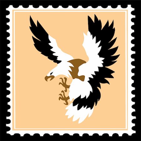 simsearch:400-04858413,k - vector silhouette of the ravenous bird on postage stamps Foto de stock - Royalty-Free Super Valor e Assinatura, Número: 400-04858848