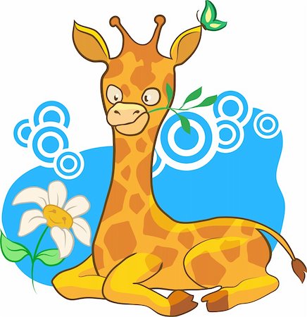 Cartoon illustration giraffe with scarf isolated on white background Stock Photo - Budget Royalty-Free & Subscription, Code: 400-04858873