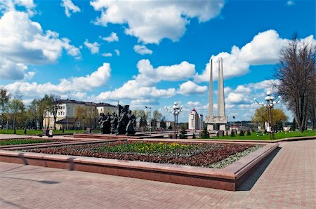 Belarus nice Vitebsk spring landscape view World war two victory square Stockbilder - Microstock & Abonnement, Bildnummer: 400-04858917