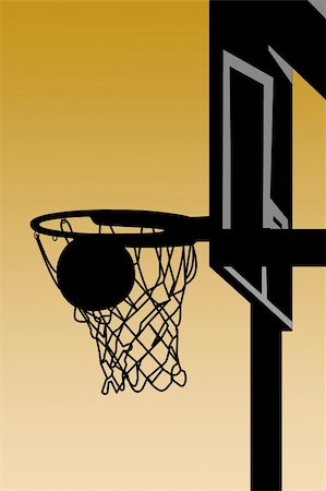 Silhouette of a basketball going into the basket Stock Photo - Budget Royalty-Free & Subscription, Code: 400-04859394