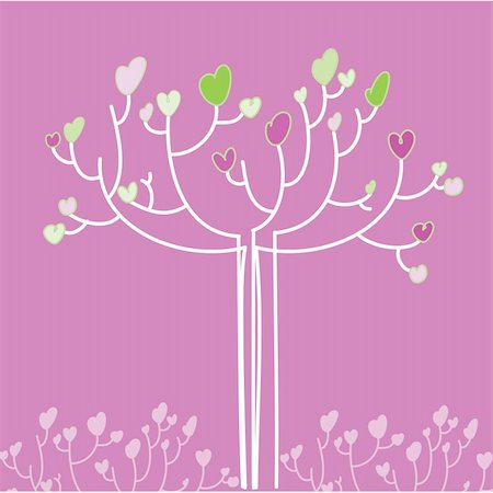 template for Valentine's Day greetings to - a tree with hearts Stock Photo - Budget Royalty-Free & Subscription, Code: 400-04859561