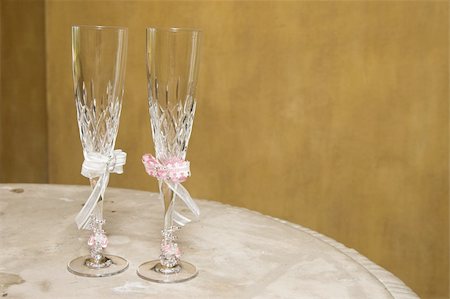 Two champagne glasses for the bride and groom Stock Photo - Budget Royalty-Free & Subscription, Code: 400-04859681
