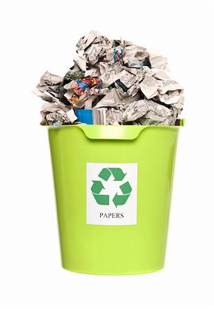 simsearch:400-05930623,k - Recycling bin with paper isolated on white background Foto de stock - Super Valor sin royalties y Suscripción, Código: 400-04859899