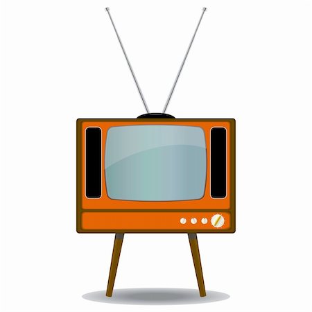 Vintage TV set with an antenna on white background Stock Photo - Budget Royalty-Free & Subscription, Code: 400-04850051