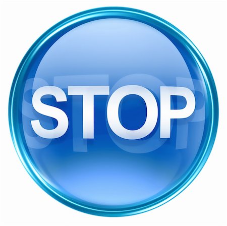 simsearch:400-05350670,k - Stop icon blue, isolated on white background Photographie de stock - Aubaine LD & Abonnement, Code: 400-04850195