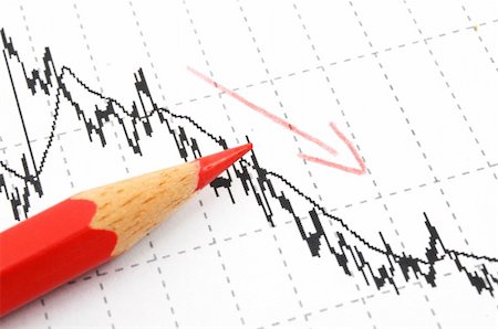 simsearch:400-04299323,k - free fall of the stock market concept with red pen and business chart Stock Photo - Budget Royalty-Free & Subscription, Code: 400-04850253