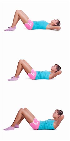 Young fitness woman doing exercises for ?bdominal prelum. Isolated on white Foto de stock - Super Valor sin royalties y Suscripción, Código: 400-04850358