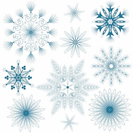 simsearch:400-07256607,k - Set blue snowflakes isolated on white (vector) Stock Photo - Budget Royalty-Free & Subscription, Code: 400-04850498