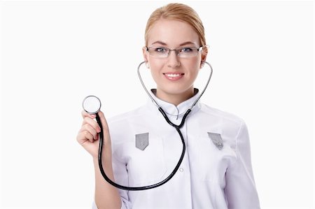 simsearch:400-04375768,k - Attractive doctor with a stethoscope on a white background Foto de stock - Royalty-Free Super Valor e Assinatura, Número: 400-04850616