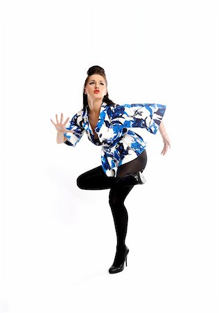 simsearch:400-04353258,k - Beautiful sexy fashion model woman dancing.isolated Stockbilder - Microstock & Abonnement, Bildnummer: 400-04851013