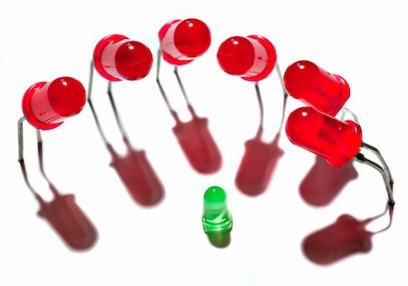 Red and green light-emitting diodes on a white background Stock Photo - Budget Royalty-Free & Subscription, Code: 400-04851042