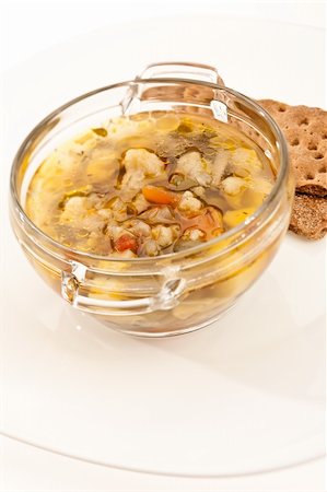 food series: fresh summer vegetable soup with crusty bread Photographie de stock - Aubaine LD & Abonnement, Code: 400-04851097