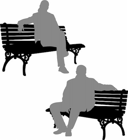 silhouettes of man and woman sitting on the park bench - vector Stock Photo - Budget Royalty-Free & Subscription, Code: 400-04851098