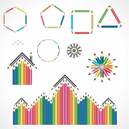 pencil with different geometrical  shape Fotografie stock - Microstock e Abbonamento, Codice: 400-04851133