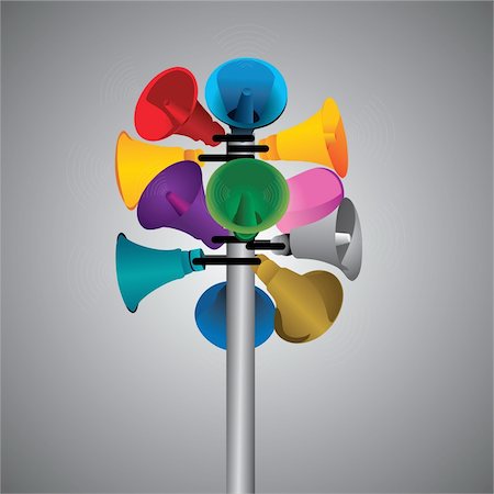 colorful speaker is fit on the pole Stock Photo - Budget Royalty-Free & Subscription, Code: 400-04851147