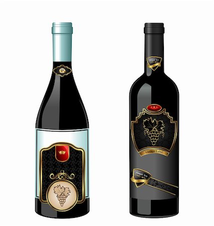 elegant wine labels images - Illustration of set wine bottle with label isolated on white background - vector Stock Photo - Budget Royalty-Free & Subscription, Code: 400-04851162