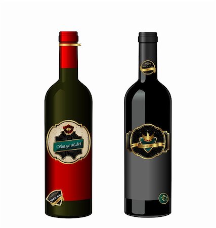 simsearch:400-08011361,k - Illustration of set wine bottle with label isolated on white background - vector Foto de stock - Super Valor sin royalties y Suscripción, Código: 400-04851163