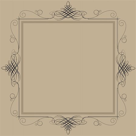 simple background designs to draw - Decorative black vintage frame in brown background Stock Photo - Budget Royalty-Free & Subscription, Code: 400-04851232