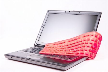 simsearch:400-05125337,k - laptop and flexible magenta keyboard Foto de stock - Super Valor sin royalties y Suscripción, Código: 400-04851294