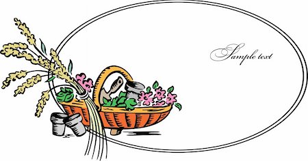 simsearch:400-04736849,k - Ears of wheat, flowers in the basket. Vector illustration Stock Photo - Budget Royalty-Free & Subscription, Code: 400-04851378