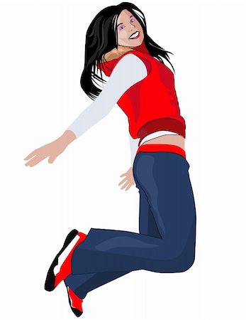 extreme sport clipart - jumping girl vector illustration Stock Photo - Budget Royalty-Free & Subscription, Code: 400-04851409