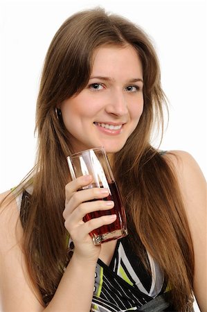 fresh glass of ice water - Young woman with glass of water isolated against white background Stock Photo - Budget Royalty-Free & Subscription, Code: 400-04851426
