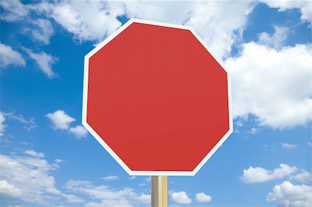 road stop alert - High quality 3d image of a blank stop sign with clipping path Stock Photo - Budget Royalty-Free & Subscription, Code: 400-04851612