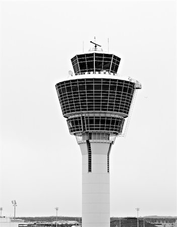 black and white airport tower in munich germany Stock Photo - Budget Royalty-Free & Subscription, Code: 400-04851783