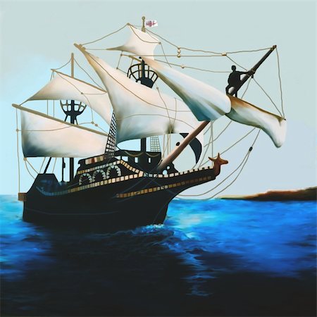 sailboat racing - The Golden Hind is an English galleon best known for its circumnavigation of the globe between 1577 and 1580, captained by Sir Francis Drake. Stock Photo - Budget Royalty-Free & Subscription, Code: 400-04851816