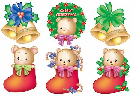 funny christmas group - Cute cartoon design elements set - Christmas Stock Photo - Budget Royalty-Free & Subscription, Code: 400-04852026