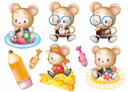 simsearch:400-04354487,k - Cute cartoon design elements set - mouse Stock Photo - Budget Royalty-Free & Subscription, Code: 400-04852027