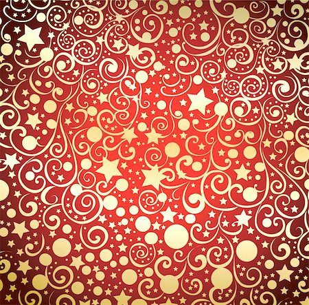 simsearch:400-05752762,k - Beautiful gold christmas curly pattern on red background Stockbilder - Microstock & Abonnement, Bildnummer: 400-04852119