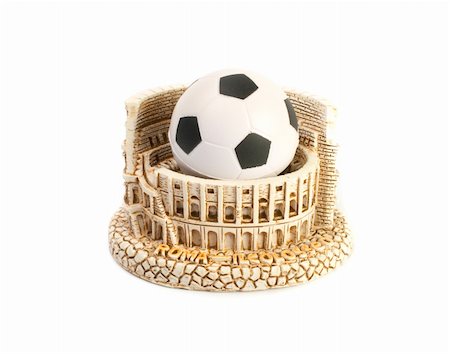 The Colosseum  in Rome and  football soccer ball,isolated on white background Stock Photo - Budget Royalty-Free & Subscription, Code: 400-04852266