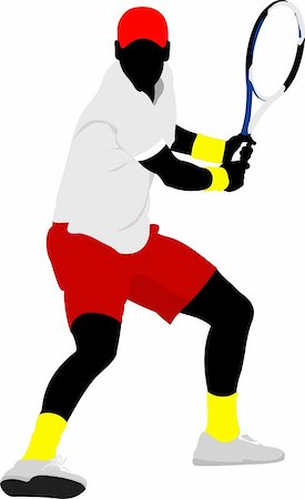 simsearch:400-07758215,k - Man Tennis player. Colored Vector illustration for designers Fotografie stock - Microstock e Abbonamento, Codice: 400-04852842