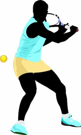 simsearch:400-05721851,k - Tennis player. Colored Vector illustration for designers Foto de stock - Super Valor sin royalties y Suscripción, Código: 400-04852852