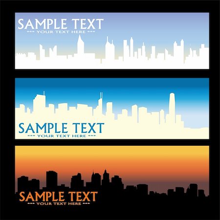 city skyline banners  - vector Fotografie stock - Microstock e Abbonamento, Codice: 400-04853071