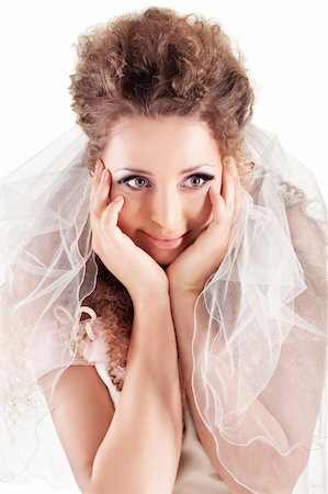 simsearch:400-06694116,k - Beautiful woman dressed as a bride over white background Photographie de stock - Aubaine LD & Abonnement, Code: 400-04853121