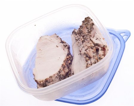 Leftover Slices of Spice Rubbed Pork in a Plastic Container. Stock Photo - Budget Royalty-Free & Subscription, Code: 400-04853146