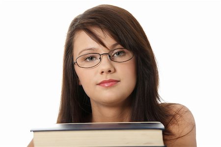 simsearch:400-04351619,k - Teen girl learning , with lot of books around, isolated on white Foto de stock - Super Valor sin royalties y Suscripción, Código: 400-04853163