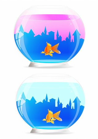 Icon of aquarium with goldfish. Vector Icons. EPS10. Edited, grouped in layers. Stock Photo - Budget Royalty-Free & Subscription, Code: 400-04853447